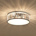 Simple Crystal-Shaded Drum Flush Mount Lamp - Black/Bronze 3/4/5-Light Fixture For Bedrooms 3 /