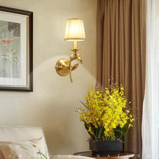 Simple European Style Flower Copper Wall Lamp Lamps