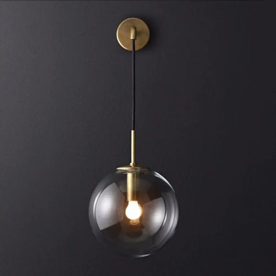 Simple Gold Bedside Wall Mount Lamp With Glass Shade Elegant Lighting Solution
