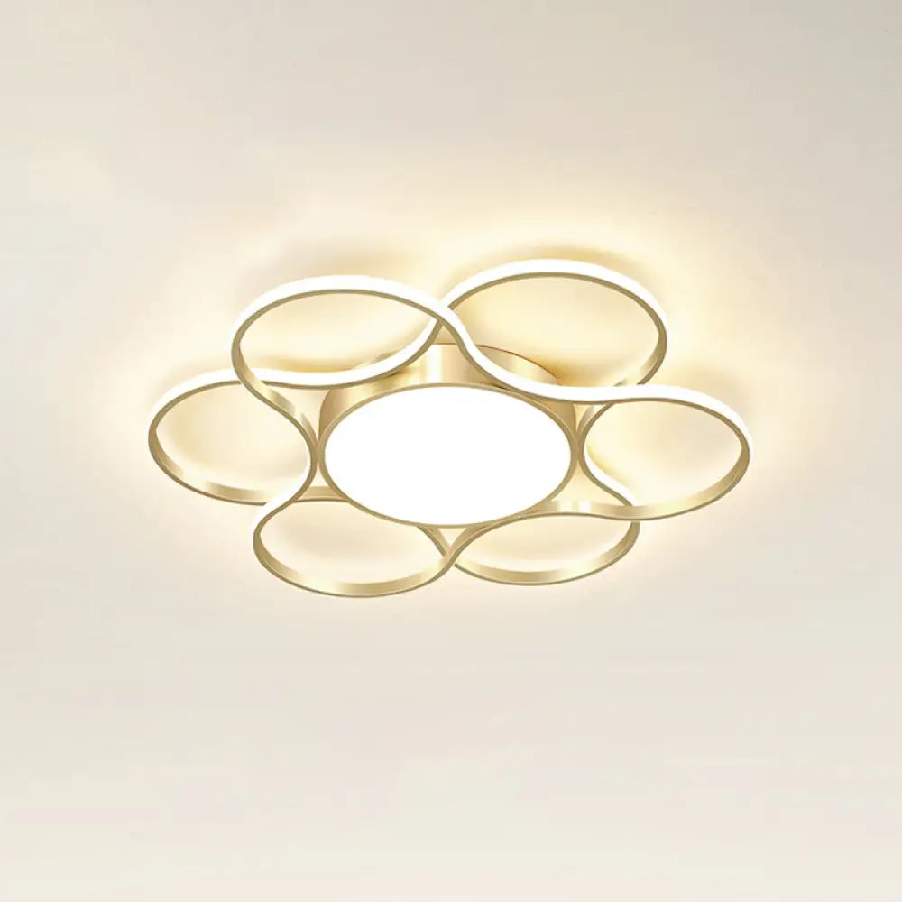 Simple Gold Flower Led Ceiling Light Fixture For Living Room Décor
