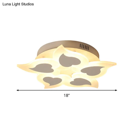 Simple Heart Acrylic Led Ceiling Light With Remote Dimming - Warm/White 18’/23’ Wide