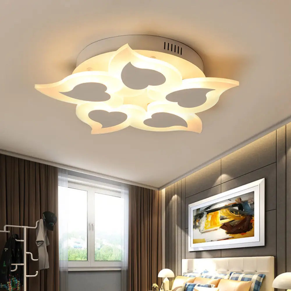 Simple Heart Acrylic Led Ceiling Light With Remote Dimming - Warm/White 18’/23’ Wide White /