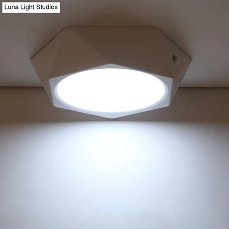 Simple Led Ceiling Lamp: Polygon Office Flush Light Fixture Aluminum White 6W/12W/18W