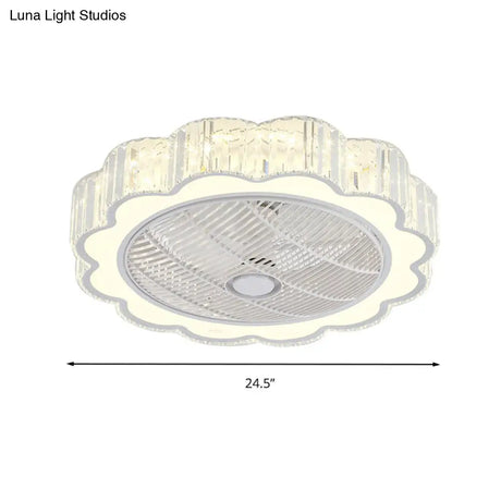 Simple Led Scalloped Crystal Flush Ceiling Light For Bedroom - White 3 Color