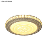 Simple Led White Flush Mount Ceiling Light For Bedroom - Crystal Block Round/Square Fixture