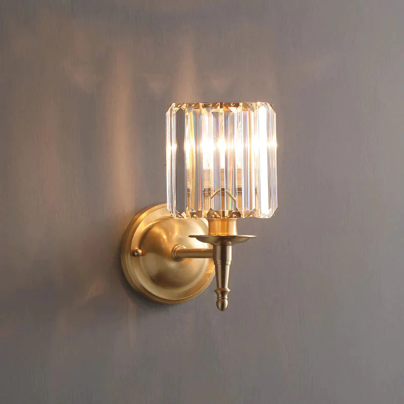 Einfache leichte Luxus-Kristall-Schlafzimmer-Kupfer-Wandleuchte