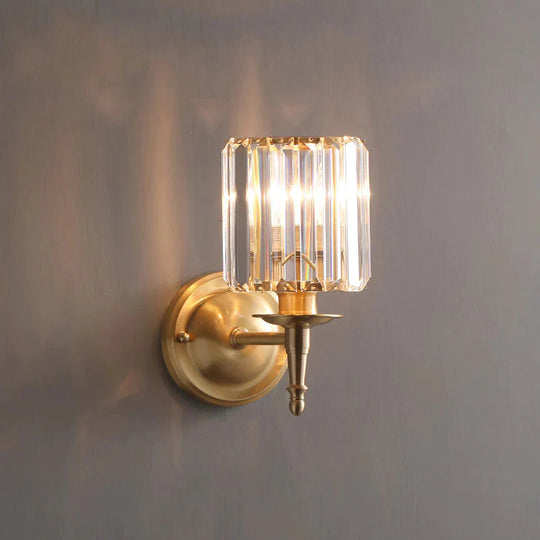 Einfache leichte Luxus-Kristall-Schlafzimmer-Kupfer-Wandleuchte