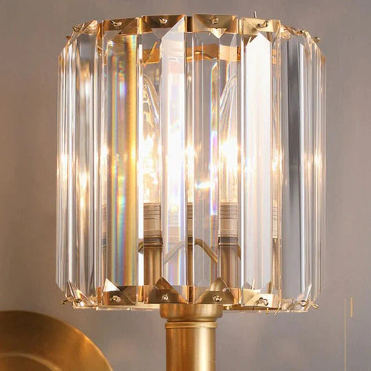Einfache leichte Luxus-Kristall-Schlafzimmer-Kupfer-Wandleuchte