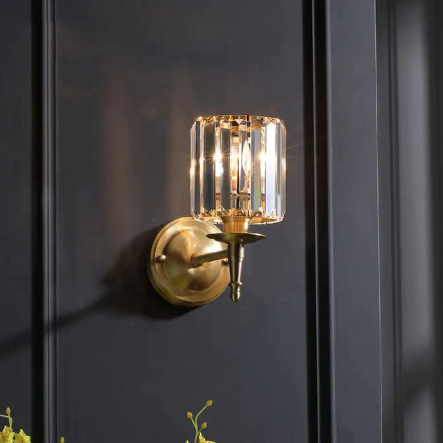 Simple Light Luxury Crystal Bedroom Copper Wall Lamp Copper Wall Lamps