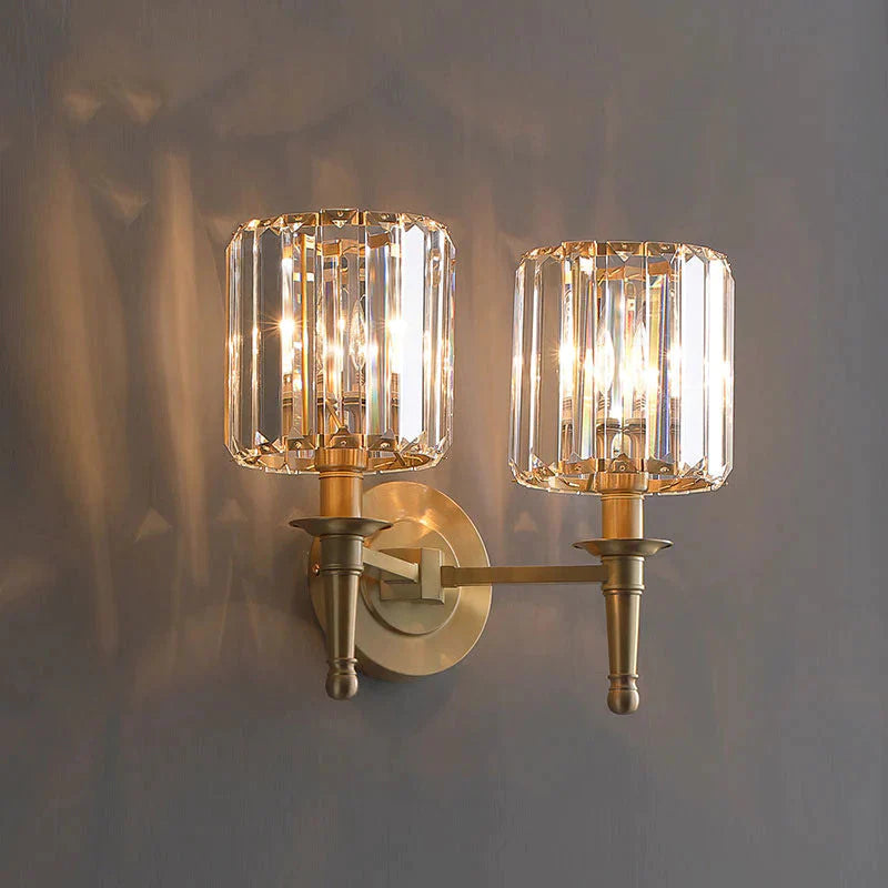 Einfache leichte Luxus-Kristall-Schlafzimmer-Kupfer-Wandleuchte