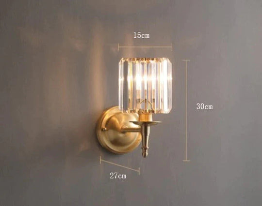 Einfache leichte Luxus-Kristall-Schlafzimmer-Kupfer-Wandleuchte