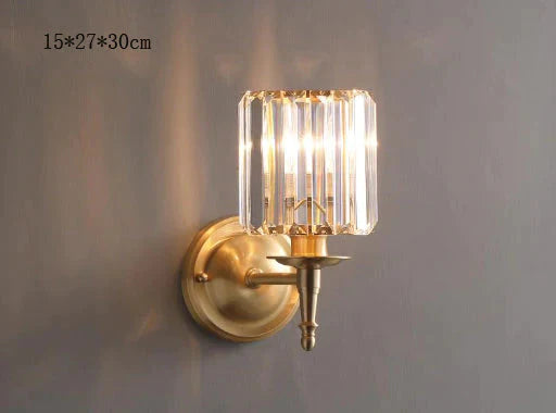 Einfache leichte Luxus-Kristall-Schlafzimmer-Kupfer-Wandleuchte