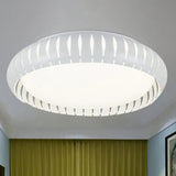 Simple Metal Led Ceiling Flush Mount Light White/Black With Hollow Shade For Living Room