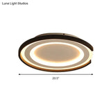 Simple Metal Led Flush Mount Light Fixture - Round Black/Black And White Bedroom Ceiling In