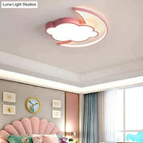 Simple Modern Bedroom Cloud Ceiling Lamp Pink / White Light