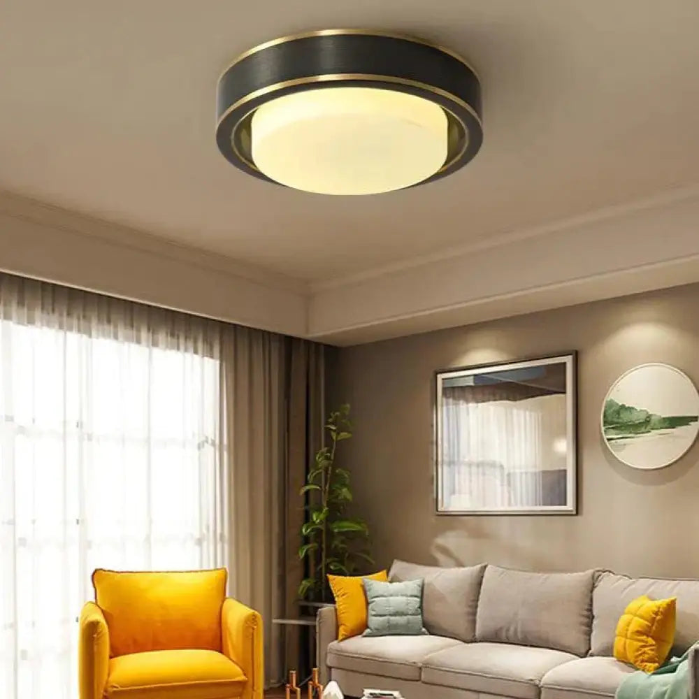 Simple Modern Room Living Black Copper Ceiling Lamp