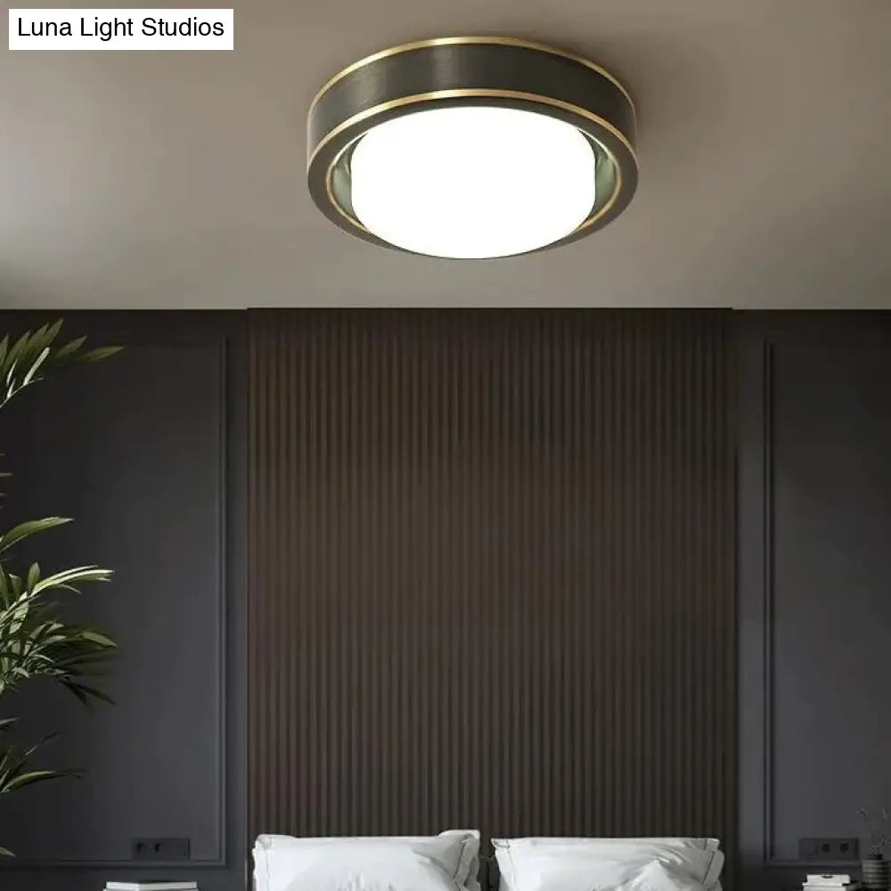 Simple Modern Room Living Black Copper Ceiling Lamp
