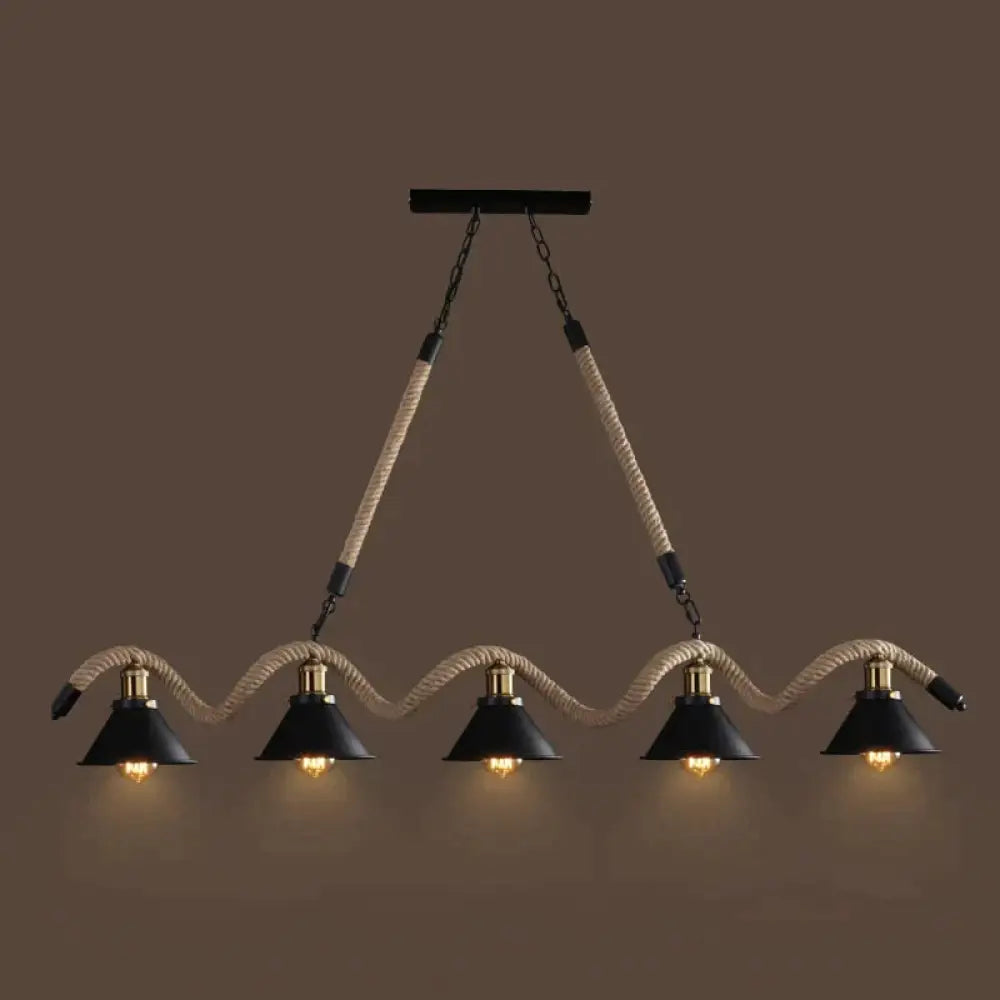 Simple Retro Led Chandelier Nordic Hemp Rope Cafe Modern Novelty American Bar Restaurant Ceiling