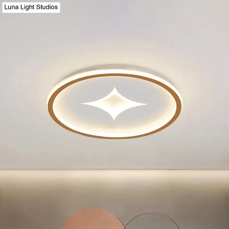 Simple Round Flush Mount Lamp: Acrylic Black/Gold Led Lighting Warm/White Light For Bedroom