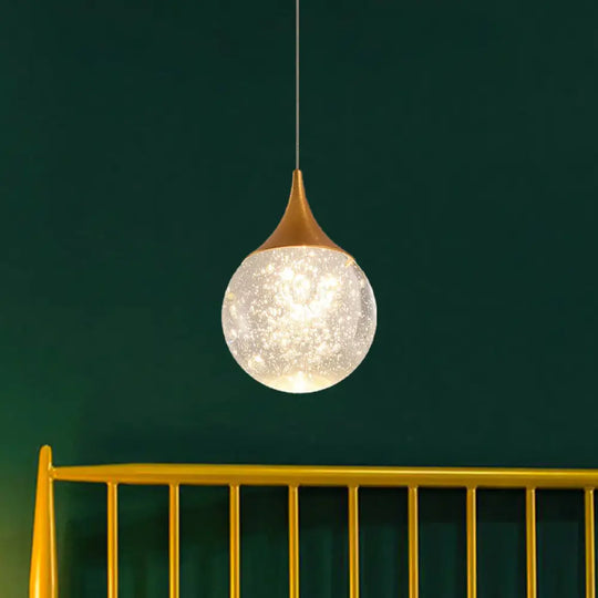 Simple Seeded Crystal Ball Bedroom Suspension Lighting Coffee Hanging Lamp