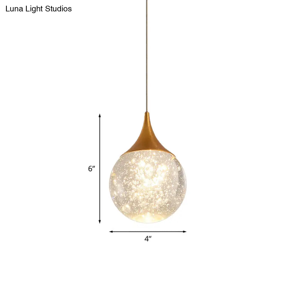 Simple Seeded Crystal Ball Bedroom Suspension Lighting Coffee Hanging Lamp