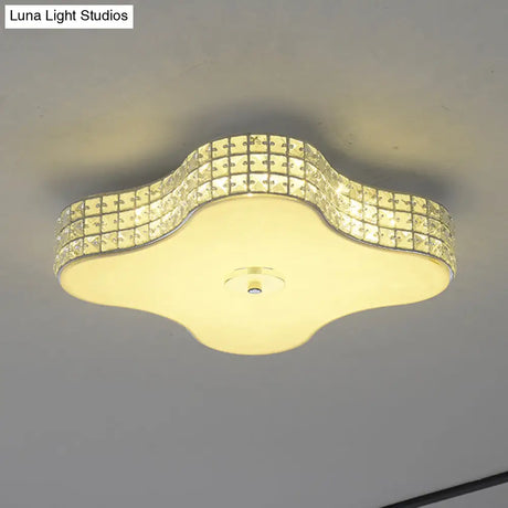 Simple Silver Flush Mount Led Ceiling Light With K9 Crystal For Starfish Bedroom - Available In 3