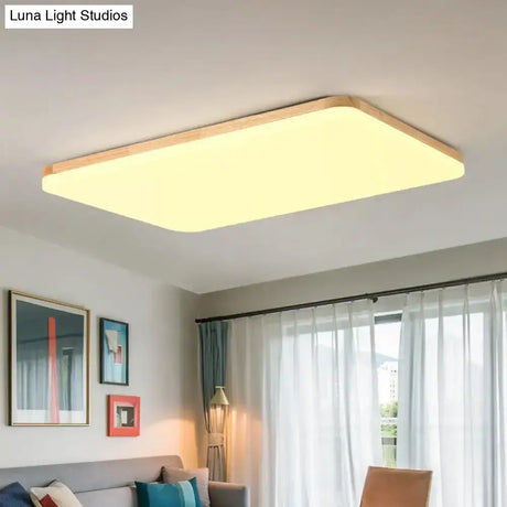 Simple & Slim Beige Led Ceiling Light In Square/Rectangle Shape For Living Room -