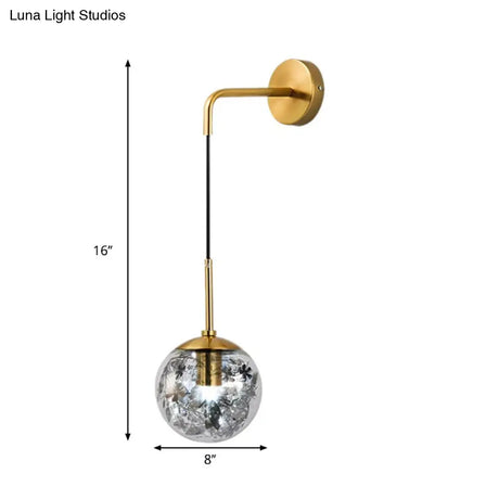 Simple Sphere Sconce Light - Clear Glass Silver/Gold Wall Mount Fixture Shattered Leaf 6/8 W