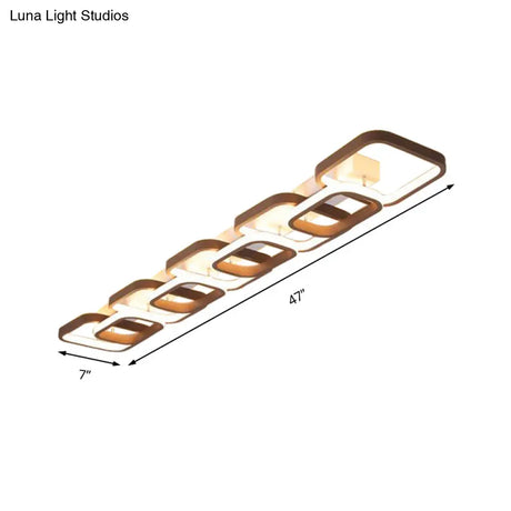 Simple Square Flush Mount Ceiling Lamp - Brown/Warm White 2/3/4 Heads Ideal For Hallways