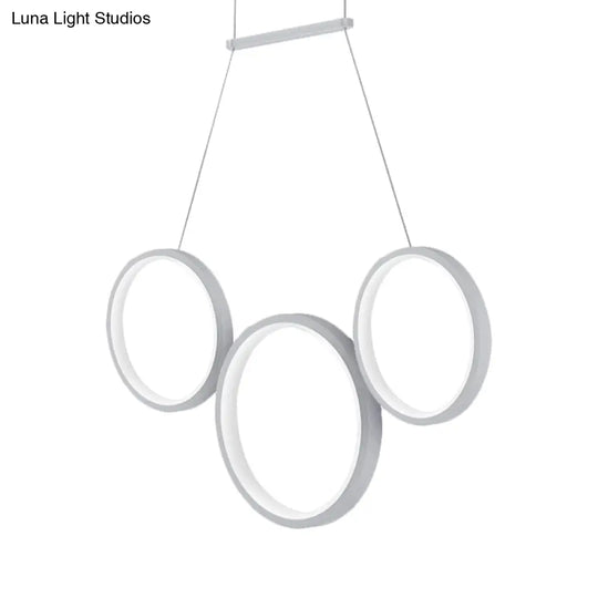 Acrylic Multi Rings Chandelier - Simple Style 3/5 Lights White/Coffee Ideal Kitchen Hanging Light