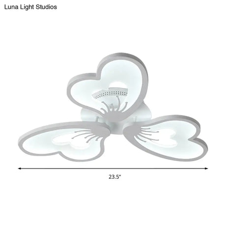 Simple Style Acrylic White Flower Flush Mount Light With Led For Bedroom Ceiling - Warm/White