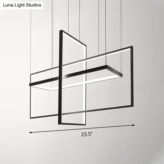 Simple Style Black Metal Rectangle Led Island Light - Warm/White/Natural Options 23.5/31.5/38 Wide