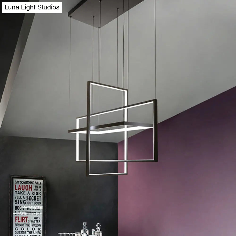 Simple Style Black Metal Rectangle Led Island Light - Warm/White/Natural Options 23.5/31.5/38 Wide