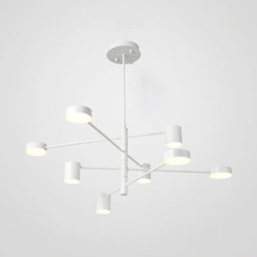 Simple Style Black/White Metal Multi-Tier Asymmetrical 2/4/6/8-Head Pendant Light In