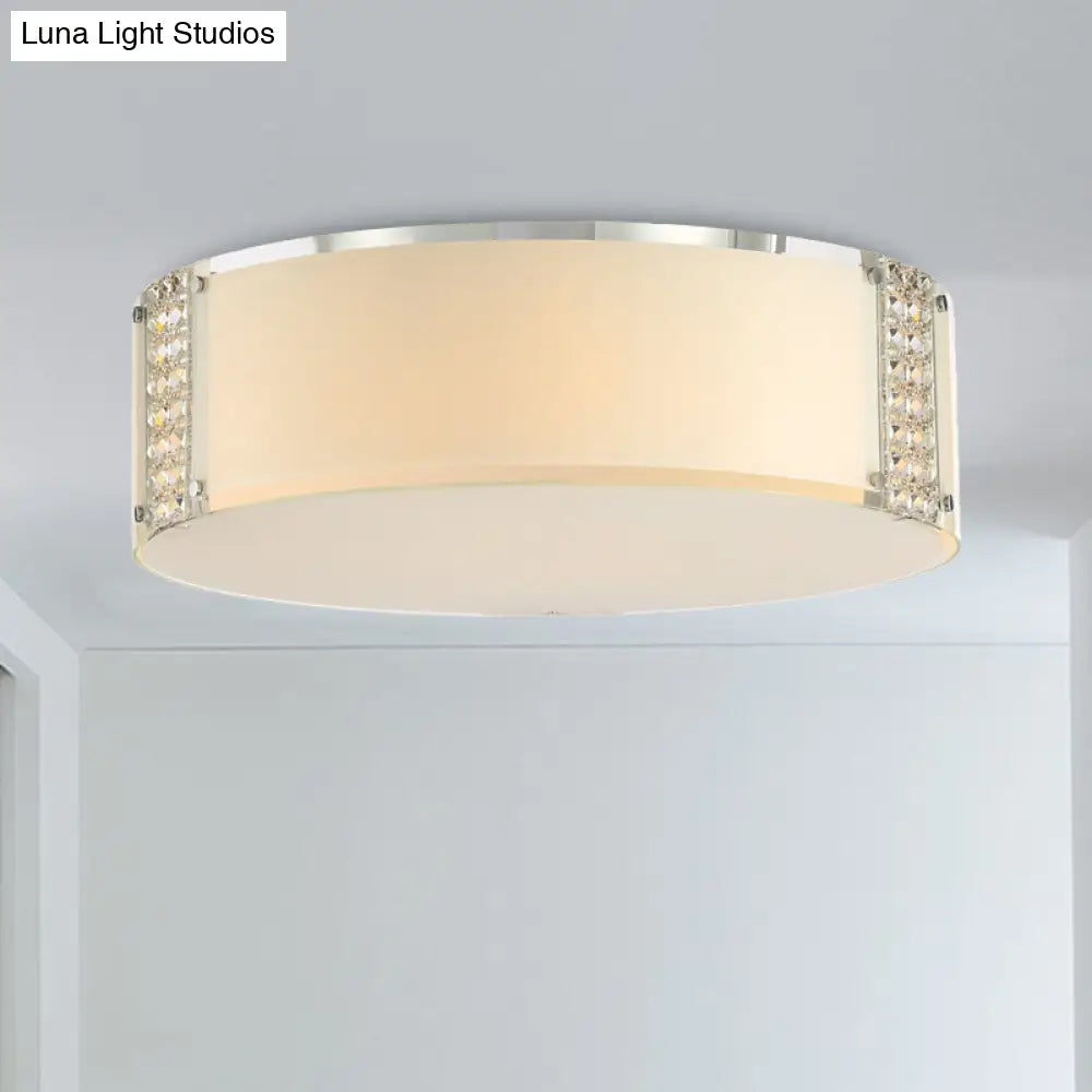 Simple Style Crystal Ceiling Light With 8 Chrome Heads - Bedroom Flush Mount Fixture