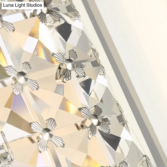 Simple Style Crystal Ceiling Light With 8 Chrome Heads - Bedroom Flush Mount Fixture