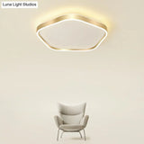 Simple Style Gold Pentagon Led Flush Mount Light For Bedroom Ceiling