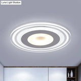 Simple Style Led Flush Mount Fixture In White With Acrylic Shade Circle Design 3 Color Light Options