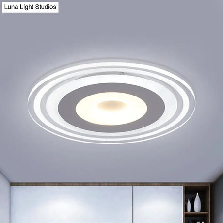 Simple Style Led Flush Mount Fixture In White With Acrylic Shade Circle Design 3 Color Light Options