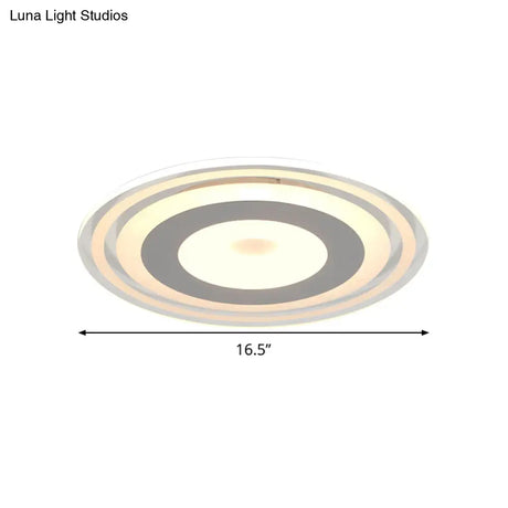 Simple Style Led Flush Mount Fixture In White With Acrylic Shade Circle Design 3 Color Light