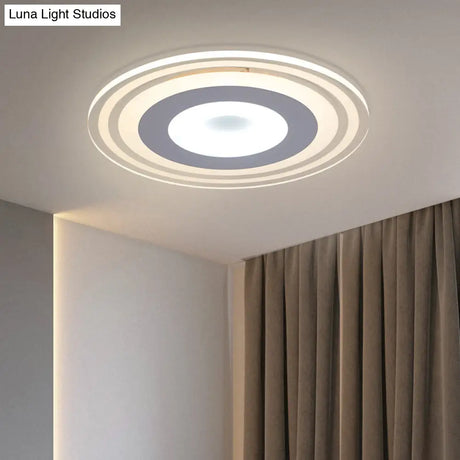 Simple Style Led Flush Mount Fixture In White With Acrylic Shade Circle Design 3 Color Light