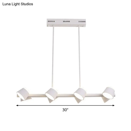 Simple Style Metal Linear Pendant Light Fixture - 8 Lights White Color Ceiling Hanging Design