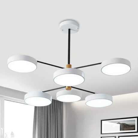 Simple Style Metal Pendant Lighting with 6 Heads Gold/White - Branch Living Room Hanging Ceiling Light White