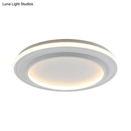 Simple Style White Disk Flush Mount Led Ceiling Light In Warm/White - 18’/21.5’ Wide