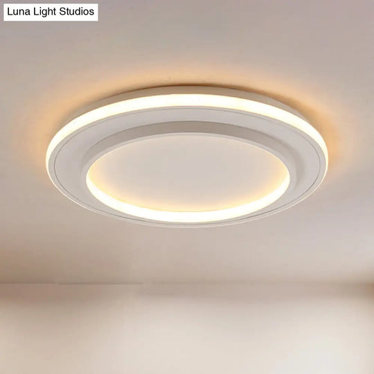 Simple Style White Disk Flush Mount Led Ceiling Light In Warm/White - 18/21.5 Wide