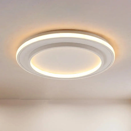 Simple Style White Disk Flush Mount Led Ceiling Light In Warm/White - 18/21.5 Wide
