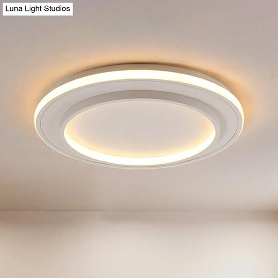 Simple Style White Disk Flush Mount Led Ceiling Light In Warm/White - 18’/21.5’ Wide