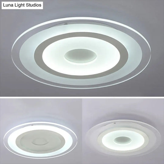 Simple White Led Bedroom Flush Mount Ceiling Light With Round Acrylic Shade
