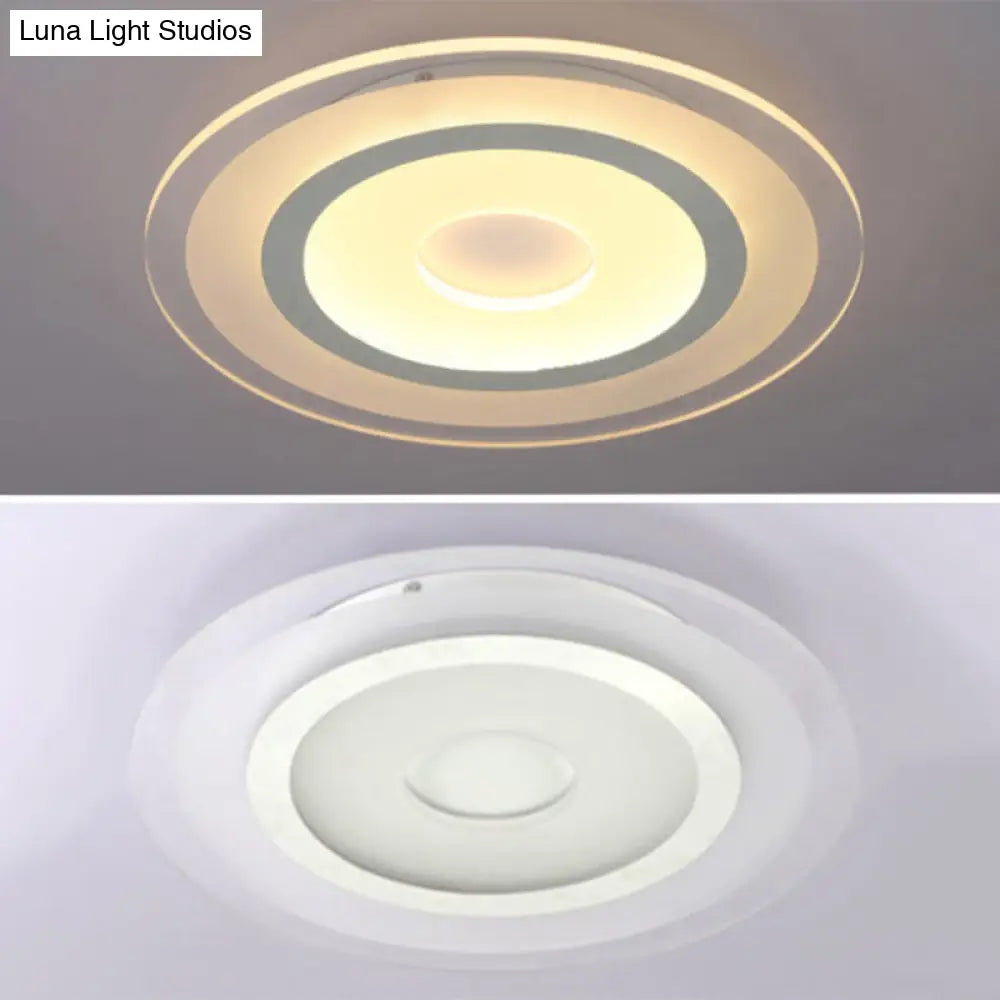 Simple White Led Bedroom Flush Mount Ceiling Light With Round Acrylic Shade