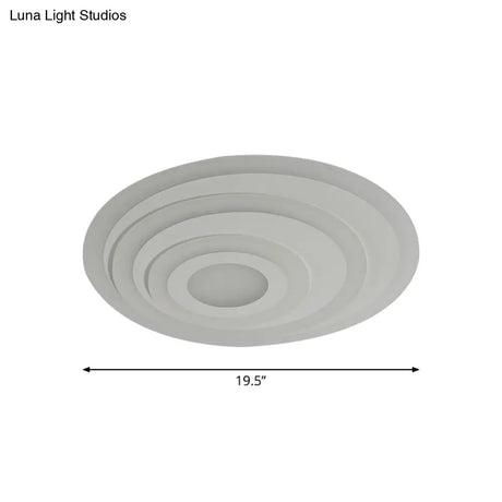 Simple White Led Flush Ceiling Light - 19.5’/31.5’/39’ Wide Warm/White